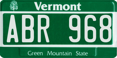 VT license plate ABR968