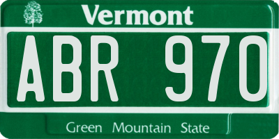 VT license plate ABR970