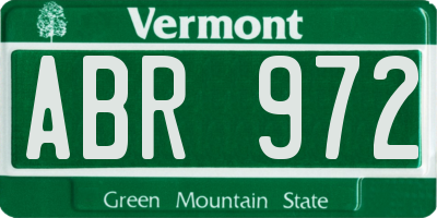 VT license plate ABR972