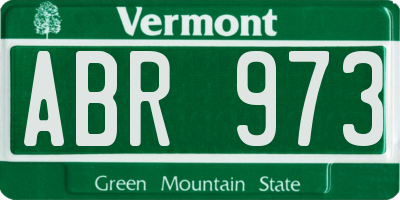 VT license plate ABR973