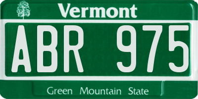 VT license plate ABR975