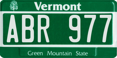 VT license plate ABR977