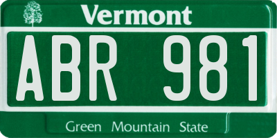 VT license plate ABR981