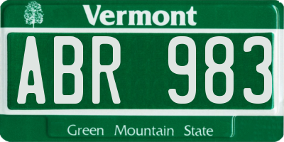 VT license plate ABR983