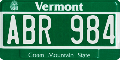 VT license plate ABR984