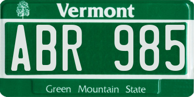 VT license plate ABR985