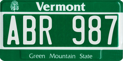 VT license plate ABR987