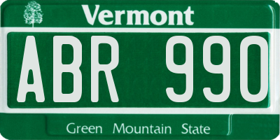 VT license plate ABR990