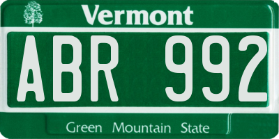 VT license plate ABR992