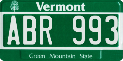 VT license plate ABR993