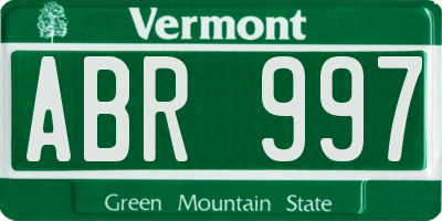 VT license plate ABR997