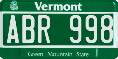 VT license plate ABR998