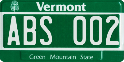 VT license plate ABS002