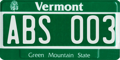 VT license plate ABS003