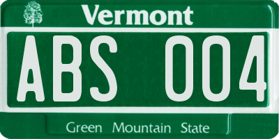 VT license plate ABS004