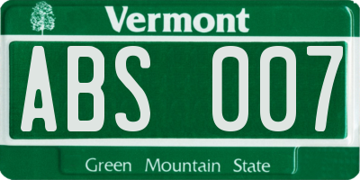 VT license plate ABS007