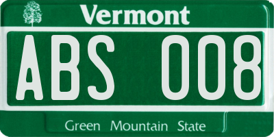 VT license plate ABS008