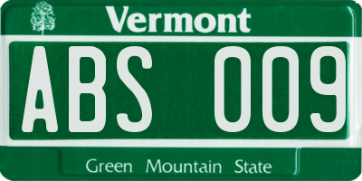 VT license plate ABS009