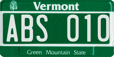 VT license plate ABS010