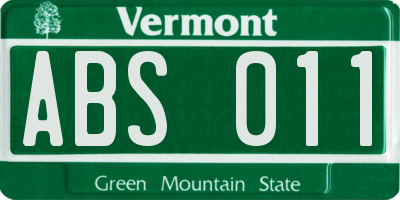 VT license plate ABS011