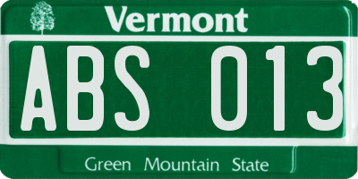 VT license plate ABS013