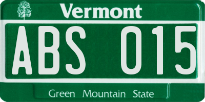 VT license plate ABS015