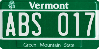 VT license plate ABS017