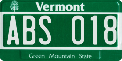 VT license plate ABS018