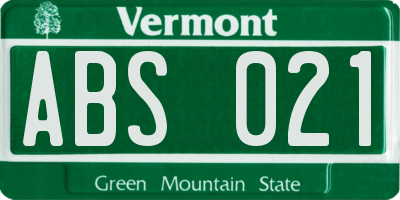 VT license plate ABS021