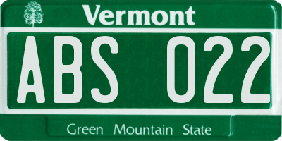 VT license plate ABS022