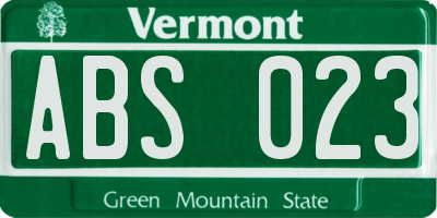 VT license plate ABS023