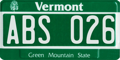 VT license plate ABS026