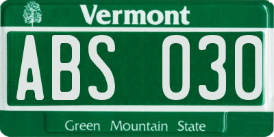 VT license plate ABS030