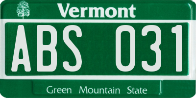 VT license plate ABS031