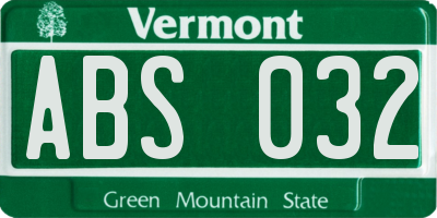 VT license plate ABS032