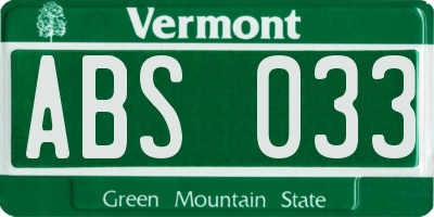 VT license plate ABS033