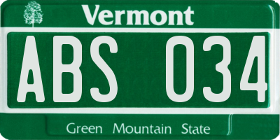 VT license plate ABS034