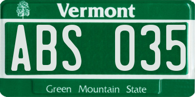 VT license plate ABS035