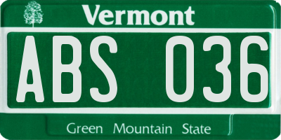 VT license plate ABS036