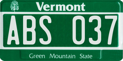 VT license plate ABS037