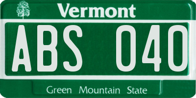 VT license plate ABS040