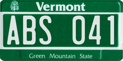 VT license plate ABS041