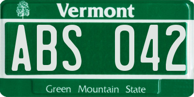 VT license plate ABS042