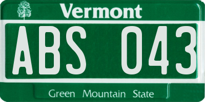 VT license plate ABS043