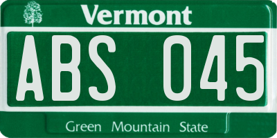 VT license plate ABS045