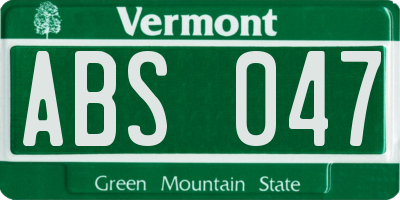 VT license plate ABS047