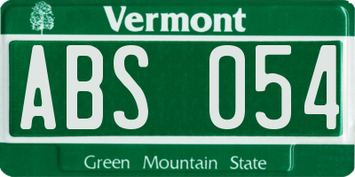 VT license plate ABS054