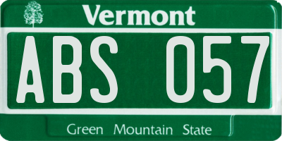 VT license plate ABS057