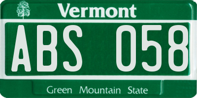 VT license plate ABS058