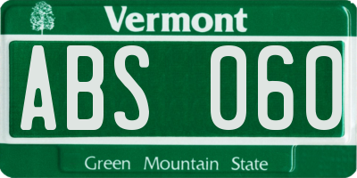 VT license plate ABS060